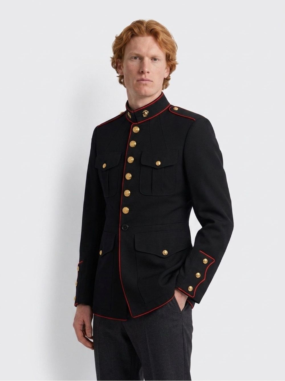 Vintage Military Style Wool Coat – Unisex Statement Jacket – Size 48